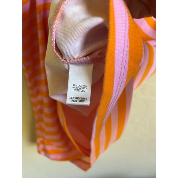 Cato Size XL Pink Orange Striped Ruffle Top Square Neck - Picture 6 of 6